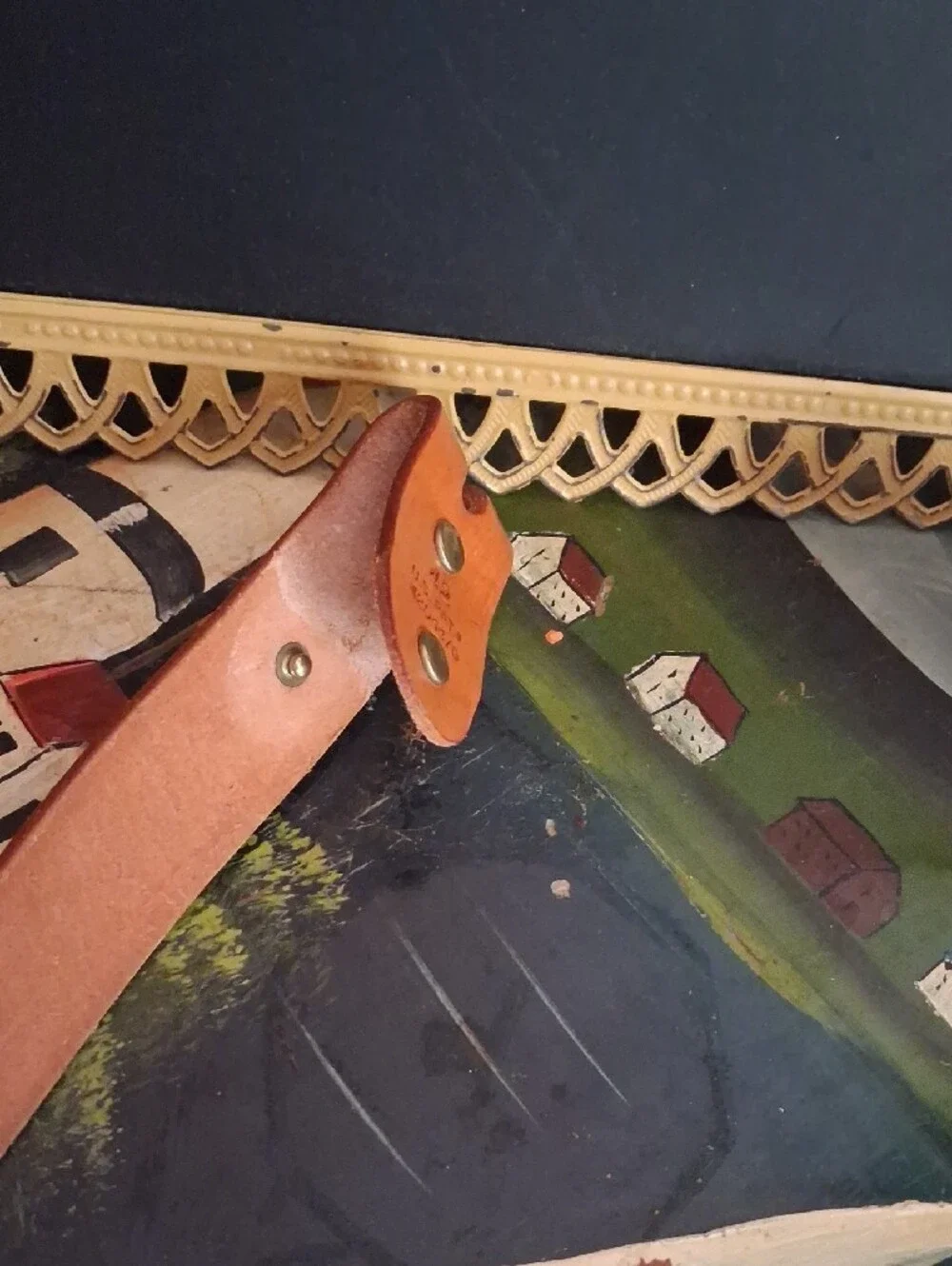 Vintage Connecticut Rivers Embossed Leather Belt - Tan